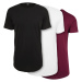 Men's T-shirts Shaped Long Tee 3-Pack black+white+burgundy