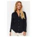 Trendyol Black Oversize Wide Fit Muslin Fabric Woven Shirt