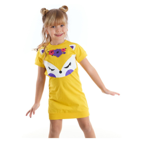 Denokids Yellow Fox Floral Girl's Yellow Summer Dress