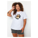 Trendyol Curve White Crew Neck Printed Knitted T-Shirt