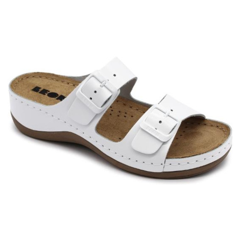 Leon 908 Dámska zdravotná celokožená obuv s prackou 41 - 26cm, biela, 4,5 cm