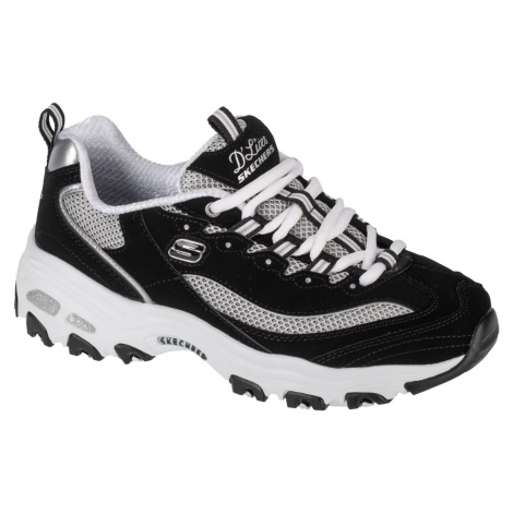 Čierne kožené tenisky na platforme Skechers D'Lites - Roam Around 13150-BKW