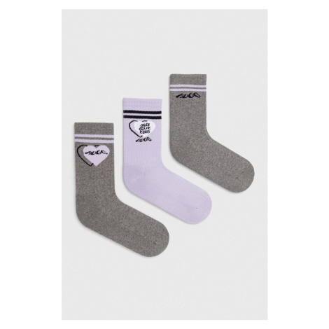 Ponožky HUGO 3-pak dámske, šedá farba Hugo Boss
