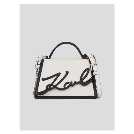 Black-cream women's leather handbag KARL LAGERFELD K/Signature 2.0 - Women's