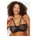 Trendyol Curve Black Lace Piping Underwire Capless Balconette Bra