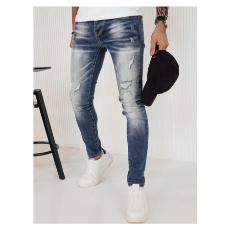 Modré džínsové nohavice s odreninami UX4154