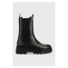 Kožené topánky Tommy Hilfiger Monochromatic Chelsea Boot dámske, čierna farba, na plochom podpät