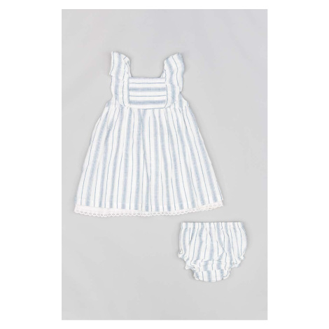 Detské bavlnené šaty zippy tmavomodrá farba, mini, áčkový strih