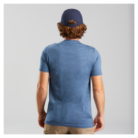 Pánske trekingové tričko Travel 500 s krátkym rukávom z vlny merino modré FORCLAZ