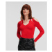 Sveter Karl Lagerfeld Cut Out Knit Sweater Chili Pepper