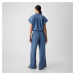 Kalhoty GAP Gauze Wide Leg Pants Blue Denim Wash