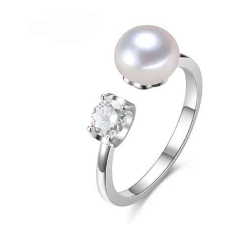 OLIVIE Strieborný prsteň perla BUTTON 7608