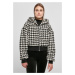 Women's Short Oversized Jacket AOP Sherpa blackhoundstooth