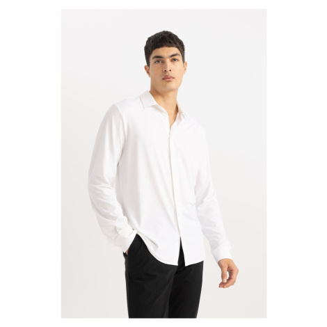 DEFACTO Slim Fit Polo Collar Long Sleeve Shirt