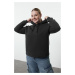 Trendyol Curve Black Hooded Knitted Sweatshirt