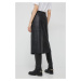 Kožená sukňa Calvin Klein čierna farba, midi, rovný strih