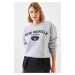 Bianco Lucci Women's Triple Thread Raised Rochelle Text Printed Sweatshirt MBHS001