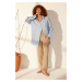 Trendyol Blue 100% Linen Oversize Shirt