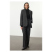 Trendyol Limited Edition Black Polyviscon Basic Woven Blazer Jacket