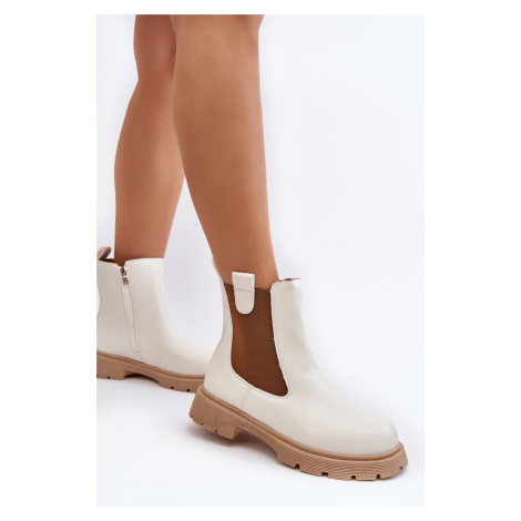 Women's Chelsea Zipper Boots, White Ramhel