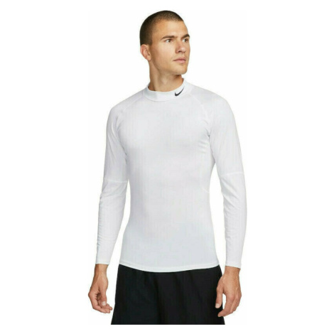 Nike Dri-Fit Fitness Mock-Neck Long-Sleeve Mens Top White/Black