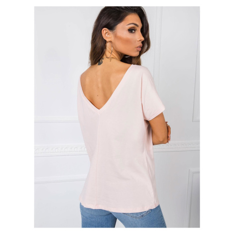 T-shirt with back neckline in light pink