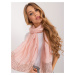 Light pink long women's scarf with appliqué