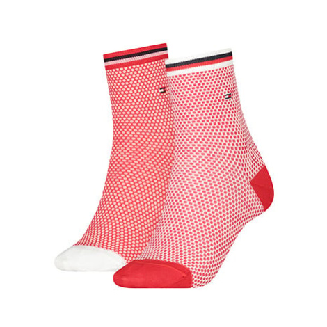 Tommy Hilfiger Ponožky - TH WOMEN SHORT SOCK 2P COLLEGIATE HONEYCOMB ružové