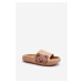 Women's lightweight foam slippers, teddy bear motif, dark beige Parisso