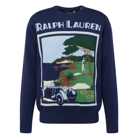 Polo Ralph Lauren Sveter  námornícka modrá / svetlomodrá / hnedá / zelená