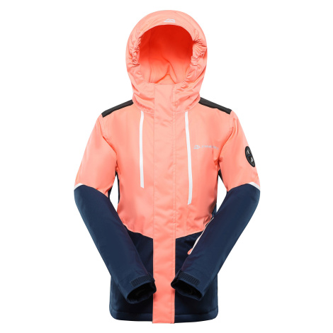 Children's ski jacket with ptx membrane ALPINE PRO ZARIBO neon salmon