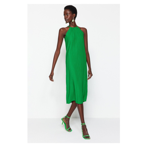 Trendyol Green Shift/obyčajné midi plisované šaty s nulovým rukávom