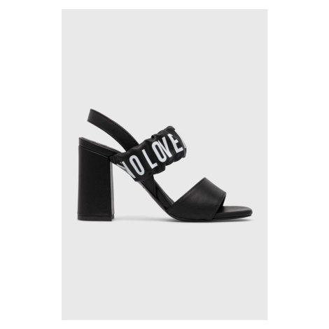 Kožené sandále Love Moschino čierna farba, JA16358G0GIE0000