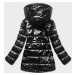 Čierna dámska bunda s ozdobnou podšívkou (XW709X)