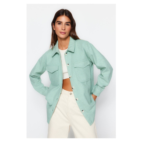 Trendyol Mint oversize bunda širokého strihu