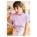 Olalook Women's Lilac Butterfly Sleeve Summer Knitwear Blouse