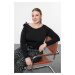 Trendyol Curve Black Rose Detailed Knitted Plus Size Blouse