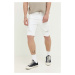 Rifľové krátke nohavice Hollister Co. pánske, biela farba