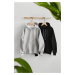 Trendyol Black-Grey 2-Pack Oversize/Wide Pattern Thick Polar Fleece Knitted Sweatshirt