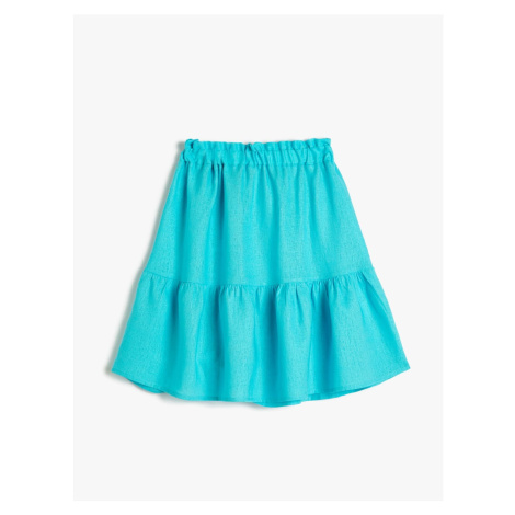 Koton Layered Midi Skirt with an Elastic Waist, Linen Blend.