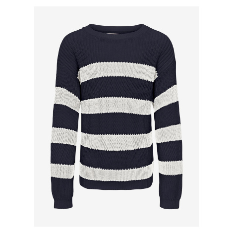 White and Blue Girly Striped Sweater ONLY Sif - Girls
