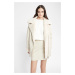 DEFACTO Waterproof Oversize Fit Faux Für Lined Suede Faux Leather Coat