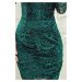 Dámske krajkové šaty v fľaškovo zelenej farbe s dlhými rukávmi as výstrihom 170-9