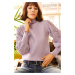 Olalook Women's Lilac Sleeve Detailed Soft Textured Knitwear Sweater