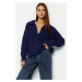 Trendyol Navy Blue Soft Textured Polo Neck Knitwear Sweater