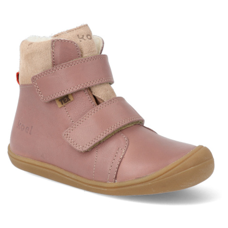 Barefoot zimná obuv s membránou Koel - Brandon wool Old Pink ružové
