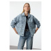 Trendyol Blue Oversize Denim Jacket