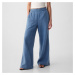 Kalhoty GAP Gauze Wide Leg Pants Blue Denim Wash