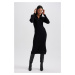 DEFACTO Fitted Zipper Collar Ribbed Long Sleeve Dress