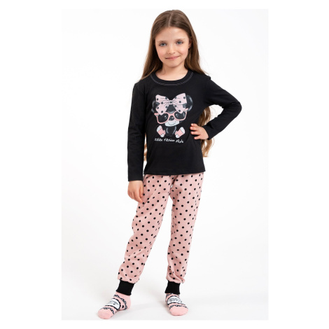 Dievčenské pyžamo Italian Fashion Bonilla - bavlna Čierno-starorůžová